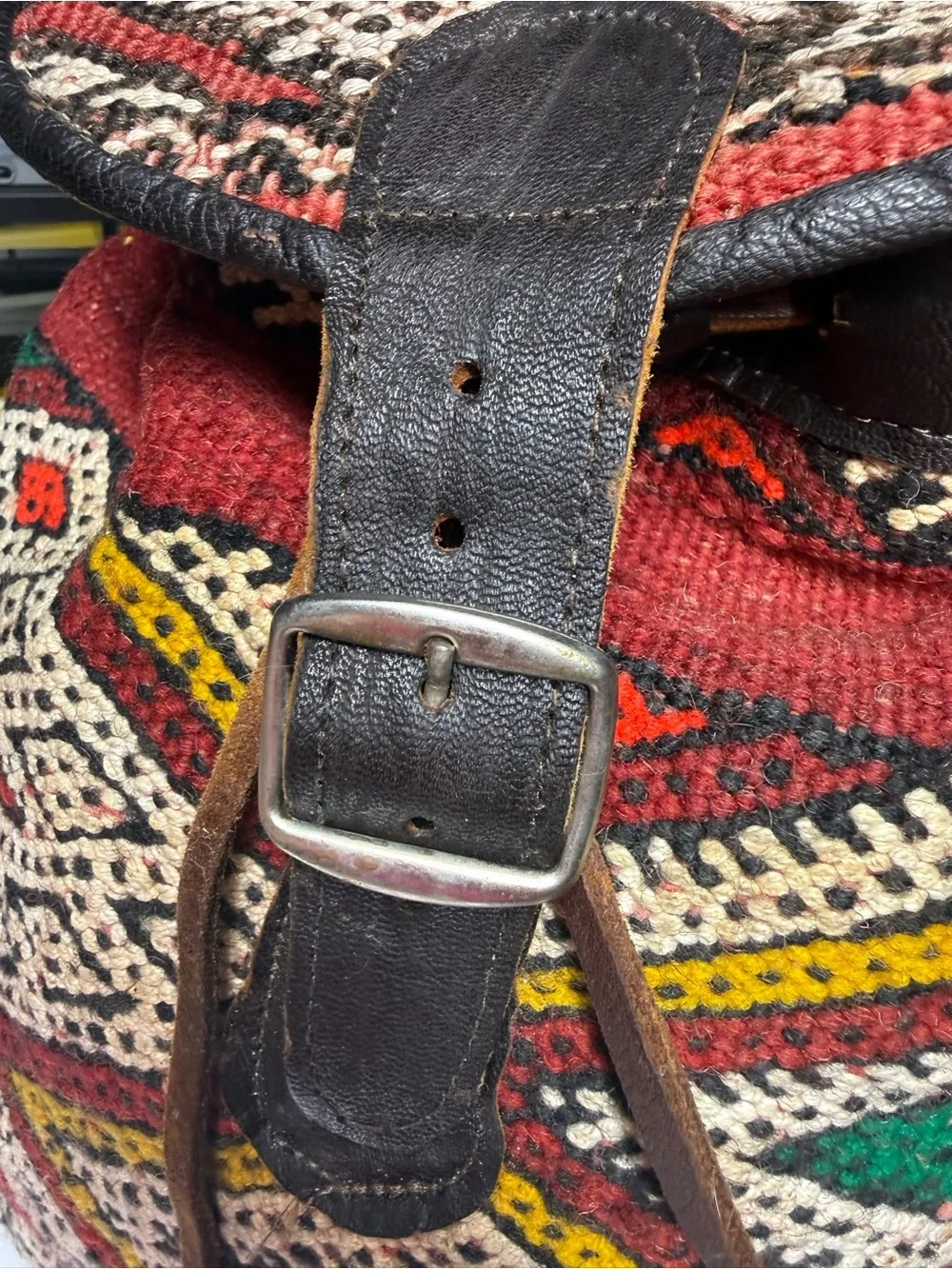 Bohemian Vintage, Leather and Embroidery, Backpack